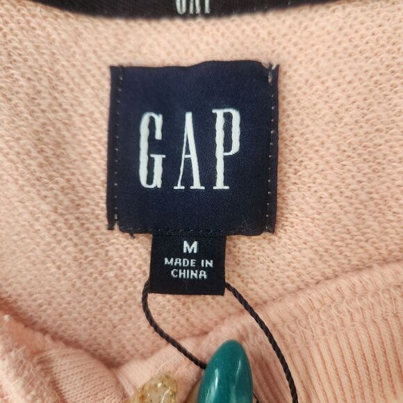 GAP Henley Crewneck Sweatshirt Pink Women's Size Medium - Picture 4 of 10